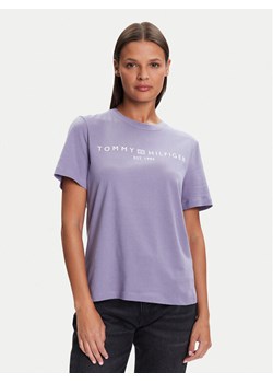 Tommy Hilfiger T-Shirt WW0WW40276 Fioletowy Regular Fit ze sklepu MODIVO w kategorii Bluzki damskie - zdjęcie 185533238