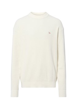 Calvin Klein Jeans Męski sweter z dzianiny Mężczyźni Bawełna écru jednolity ze sklepu vangraaf w kategorii Swetry męskie - zdjęcie 185534659