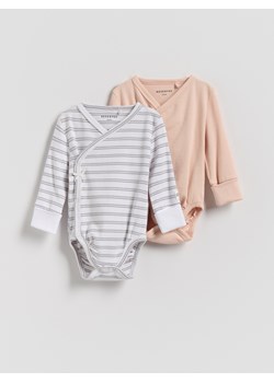 Reserved - Prążkowane body 2 pack - brudny róż ze sklepu Reserved w kategorii Odzież dla niemowląt - zdjęcie 185535346