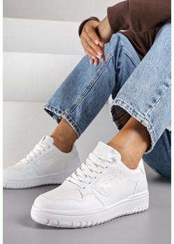 Białe Sneakersy Ozdobione Perforacją i Geometrycznym Motywem Idariele ze sklepu renee.pl w kategorii Buty sportowe damskie - zdjęcie 185536227