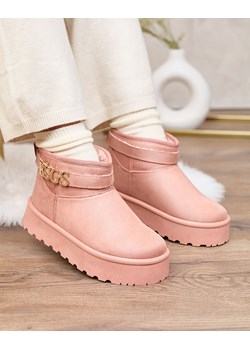 Royalfashion Różowe damskie buty a'la śniegowce z ozdobą Esgala ze sklepu royalfashion.pl w kategorii Śniegowce damskie - zdjęcie 185536918