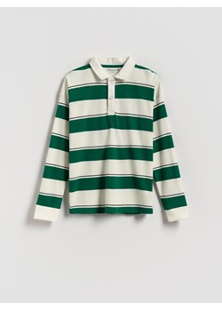 Reserved - Bawełniany longsleeve polo - złamana biel ze sklepu Reserved w kategorii T-shirty chłopięce - zdjęcie 185537226