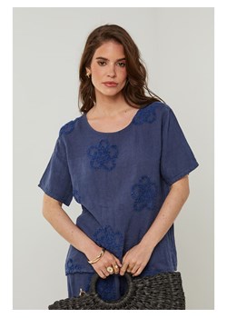 Rodier Lin Lniana koszulka w kolorze granatowym ze sklepu Limango Polska w kategorii Bluzki damskie - zdjęcie 185539239