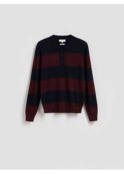 Reserved - Sweter polo z wełny merino - granatowy - id: 387GQ-59P - marki Reserved - 185541597 Reserved - Sweter polo z wełny merino - granatowy ze sklepu Reserved w kategorii Swetry męskie - zdjęcie 185541597