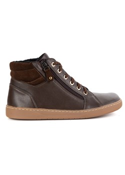Damskie minimalistyczne buty skórzane zimowe barefoot 1293 brązowe ze sklepu butyolivier w kategorii Półbuty damskie - zdjęcie 185546709