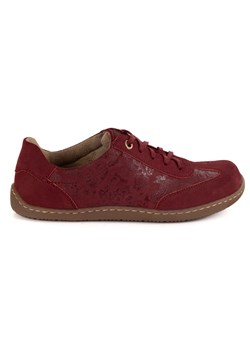 Buty BAREFOOT damskie skórzane minimalistyczne 1287 bordowe z kwiatami ze sklepu butyolivier w kategorii Półbuty damskie - zdjęcie 185546717