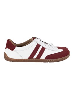 Buty BAREFOOT damskie skórzane minimalistyczne 1287 białe z bordowym nubukiem sneakersy ze sklepu butyolivier w kategorii Półbuty damskie - zdjęcie 185546739