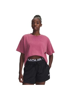 Damski t-shirt oversize Under Armour UA HWT Boxy Wash SS - różowy ze sklepu Sportstylestory.com w kategorii Bluzki damskie - zdjęcie 185546939