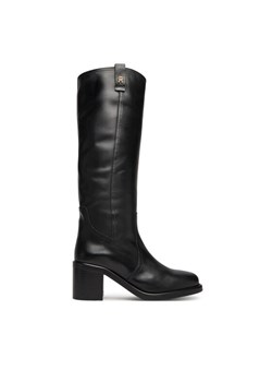 Kozaki Tommy Hilfiger Riding Lthr Long Boot Block Heel FW0FW08777 Czarny ze sklepu eobuwie.pl w kategorii Kozaki damskie - zdjęcie 185547318