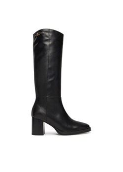Kozaki Tommy Hilfiger Stacked Heel Leather Long Boot FW0FW08865 Czarny ze sklepu eobuwie.pl w kategorii Kozaki damskie - zdjęcie 185547325
