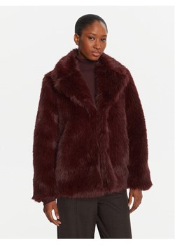 ICONA Futro Cappotti RI5LE012 Bordowy Regular Fit ze sklepu MODIVO w kategorii Futra damskie - zdjęcie 185548229