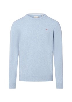 Gant Męski wełniany sweter Mężczyźni Wełna jasnoniebieski jednolity ze sklepu vangraaf w kategorii Swetry męskie - zdjęcie 185551795