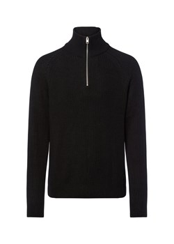 Jack & Jones Męski sweter z dzianiny Mężczyźni Sztuczne włókno czarny jednolity ze sklepu vangraaf w kategorii Swetry męskie - zdjęcie 185551806