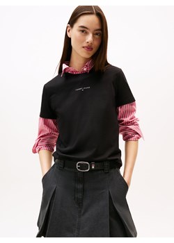 Tommy Jeans Koszulka damska Kobiety Bawełna czarny jednolity ze sklepu vangraaf w kategorii Bluzki damskie - zdjęcie 185551856