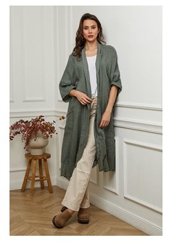 Plume Lniany kardigan w kolorze khaki ze sklepu Limango Polska w kategorii Swetry damskie - zdjęcie 185555949