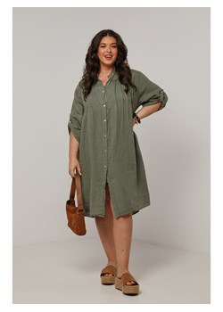Curvy Lady Lniana sukienka w kolorze khaki ze sklepu Limango Polska w kategorii Sukienki - zdjęcie 185556137