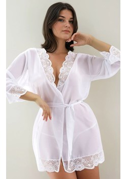 Tiulowy cienki szlafrok biały peniuar Cassidy Plus Size, Kolor biały, Rozmiar 4XL, Irall ze sklepu Intymna w kategorii Szlafroki damskie - zdjęcie 185558106