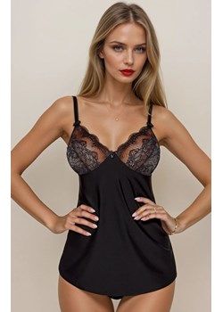 Czarna krótka koszulka damska z koronką Cassi, Kolor czarny, Rozmiar S, PariPari Lingerie ze sklepu Intymna w kategorii Koszule nocne - zdjęcie 185558108