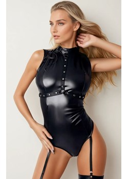 Wetlook czarne body damskie Adriana, Kolor czarny, Rozmiar S, Glossy ze sklepu Intymna w kategorii Body damskie - zdjęcie 185558137