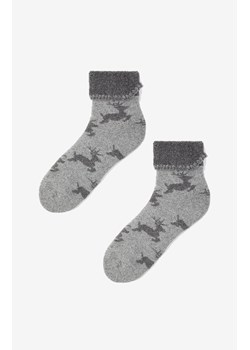Marilyn szare ciepłe skarpetki damskie w renifery Angora Terry X31, Kolor szary, Rozmiar uniwersalny, Marilyn ze sklepu Intymna w kategorii Skarpetki damskie - zdjęcie 185558359