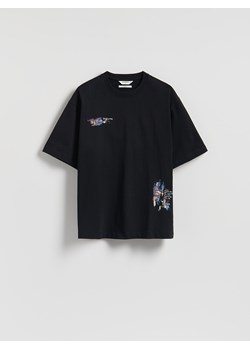 Reserved - T-shirt loose fit z nadrukiem - czarny ze sklepu Reserved w kategorii T-shirty męskie - zdjęcie 185559058