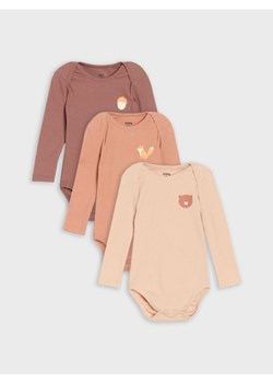 Sinsay - Prążkowane body 3 pack - beżowy ze sklepu Sinsay w kategorii Odzież dla niemowląt - zdjęcie 185559919