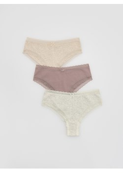 Reserved - Majtki typu hipster 3 pack - kremowy ze sklepu Reserved w kategorii Majtki damskie - zdjęcie 185560707