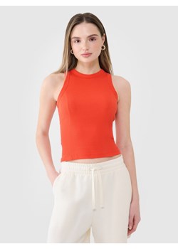 Damski top basic 4F 4FWSS25TSLEF119 - czerwony ze sklepu Sportstylestory.com w kategorii Bluzki damskie - zdjęcie 185561156