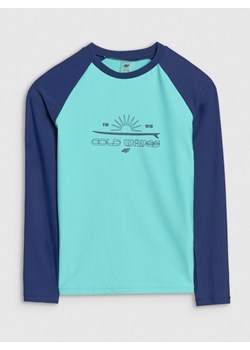 Chłopięcy longsleeve do pływania 4F 4FJWSS25TFLOM509 - turkusowy ze sklepu Sportstylestory.com w kategorii T-shirty chłopięce - zdjęcie 185561179