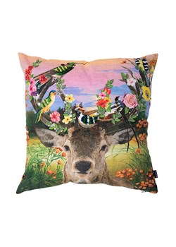 Mars &amp; More Poduszka &quot;Deer Birds&quot; w kolorze brązowo-zielono-jasnoróżowym - 45 x 45 cm ze sklepu Limango Polska w kategorii Poduszki dekoracyjne - zdjęcie 185561479