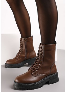 Brązowe Sznurowane Botki Workery Luxira ze sklepu born2be.pl w kategorii Workery damskie - zdjęcie 185565205