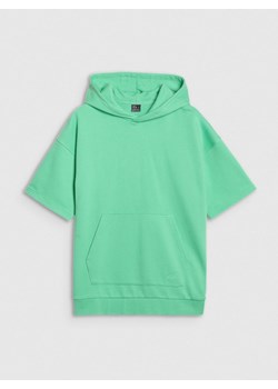 Męska bluza dresowa z krótkim rękawem 4F 4FRSS25TSWSM2145 - zielona ze sklepu Sportstylestory.com w kategorii Bluzy męskie - zdjęcie 185568085