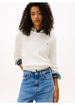 Tommy Jeans Sweter damski z dzianiny Kobiety Bawełna écru wypukły wzór tkaniny ze sklepu vangraaf w kategorii Swetry damskie - zdjęcie 185572359