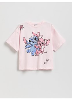 Reserved - T-shirt Lilo i Stitch - pastelowy róż ze sklepu Reserved w kategorii Bluzki dziewczęce - zdjęcie 185573666
