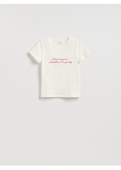 Reserved - T-shirt z nadrukowanym napisem - złamana biel ze sklepu Reserved w kategorii Bluzki damskie - zdjęcie 185573959