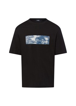 HUGO BLUE Koszulka męska - Napolux Mężczyźni Bawełna czarny jednolity ze sklepu vangraaf w kategorii T-shirty męskie - zdjęcie 185577625