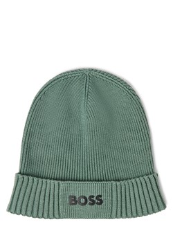 BOSS Green Czapka męska Mężczyźni Bawełna zielony jednolity ze sklepu vangraaf w kategorii Czapki zimowe męskie - zdjęcie 185577638