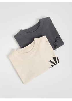 Reserved - Bawełniany longsleeve 2 pack - kremowy ze sklepu Reserved w kategorii T-shirty chłopięce - zdjęcie 185577696