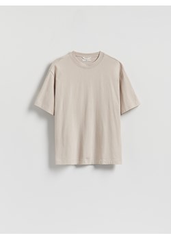 Reserved - Bawełniany t-shirt boxy - beżowy ze sklepu Reserved w kategorii T-shirty męskie - zdjęcie 185580208