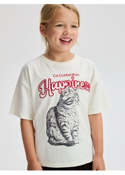 Reserved - T-shirt z haftowanym napisem - złamana biel ze sklepu Reserved w kategorii Bluzki dziewczęce - zdjęcie 185580289