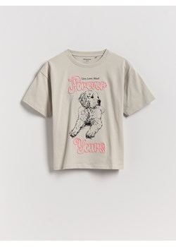 Reserved - T-shirt z haftowanym napisem - jasnoszary ze sklepu Reserved w kategorii Bluzki dziewczęce - zdjęcie 185584735