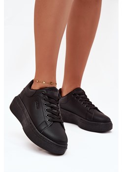 Damskie Sneakersy Na Platformie Eko Skóra Czarne  Big Star SS274244 ze sklepu ZAZOO w kategorii Buty sportowe damskie - zdjęcie 185585065