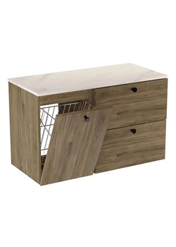 Szafka pod umywalkę z koszem orzech + marmur - Tavesi 8X ze sklepu Edinos.pl w kategorii Szafki i regały łazienkowe - zdjęcie 185587085