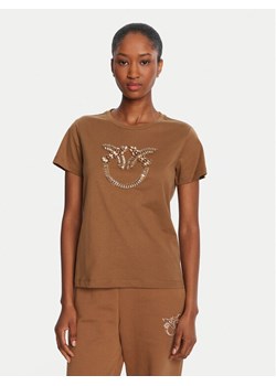 PINKO T-Shirt Quentin 100535 A2RN Brązowy Regular Fit ze sklepu MODIVO w kategorii Bluzki damskie - zdjęcie 185588428