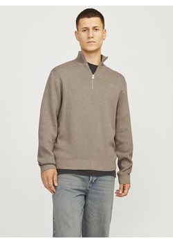 Jack & Jones Męski sweter z dzianiny - Milano Mężczyźni Bawełna melanżowy jednolity ze sklepu vangraaf w kategorii Swetry męskie - zdjęcie 185589586