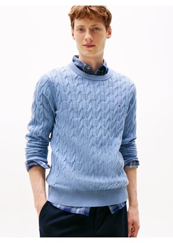 Tommy Hilfiger Męski sweter Mężczyźni drobna dzianina jasnoniebieski jednolity ze sklepu vangraaf w kategorii Swetry męskie - zdjęcie 185589598
