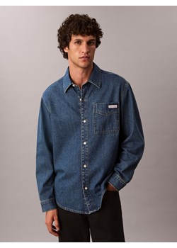 Calvin Klein Jeans Męska koszula dżinsowa Mężczyźni Modern Fit Bawełna denim jednolity ze sklepu vangraaf w kategorii Koszule męskie - zdjęcie 185589605