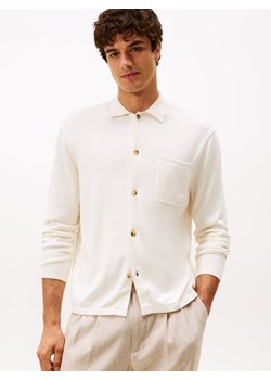 Tommy Hilfiger Męski kardigan Mężczyźni Bawełna écru jednolity ze sklepu vangraaf w kategorii Koszule męskie - zdjęcie 185589616