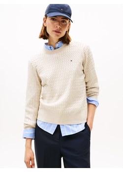 Tommy Hilfiger Sweter damski z dzianiny Kobiety Bawełna beżowy marmurkowy ze sklepu vangraaf w kategorii Swetry damskie - zdjęcie 185589617