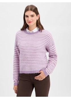 american vintage Sweter damski z dzianiny z zawartością alpaki - Nenybay Kobiety Wełna bzowy w paski ze sklepu vangraaf w kategorii Swetry damskie - zdjęcie 185589645